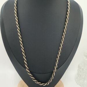 Vintage Gold Silver Black Twisted Rope Chain Necklace